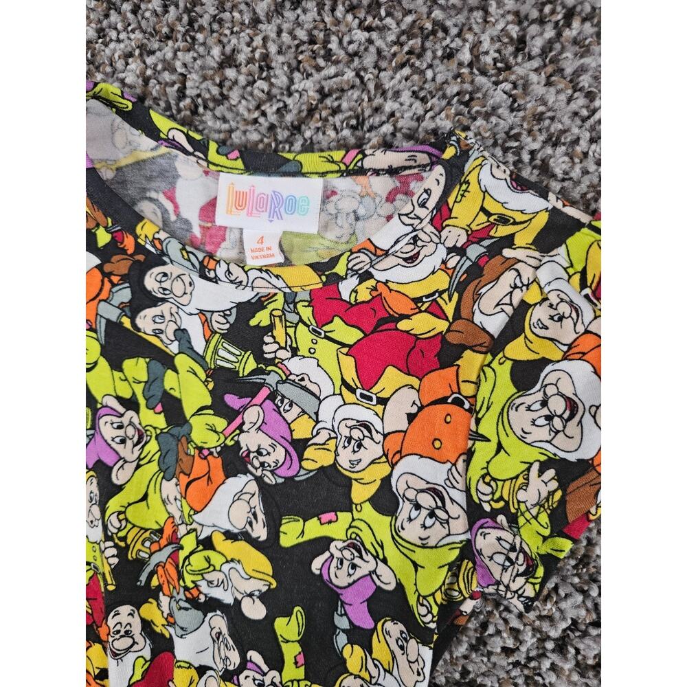 LuLaRoe girls Sz 4 Mae dress colorful "Seven Dwarfs" print from the Disney - Picture 2 of 3